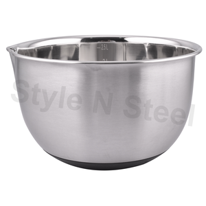 Tazón Medidor de Acero Inoxidable, Diseño Clásico Ecológico con Grabado, para Preparar y Servir Ensaladas de Frutas - Product Image 3