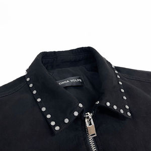 High Street Fashion Custom <b>Suede</b> Bomber <b>Jackets</b> <b>Men</b> Women Quality High Rivets Zipper Closure Washed Autumn Winter Use - Product Image 3