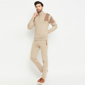 Survêtement sur mesure à col montant de couleur unie pour hommes Meilleure vente chaude Survêtements zippés en coton uni pour hommes Service OEM - Product Image 5