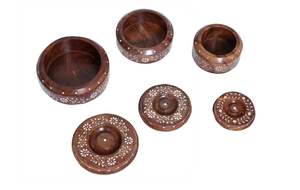 Ensemble de récipients pour fruits secs pliables en bois incrusté blanc 500g de noix de cajou 350g d'amande 300g de raisins secs pour le stockage des aliments dans la cuisine - Product Image 5