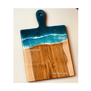 Al por mayor logotipo personalizable impermeable restaurante Hotel rectángulo hecho a mano de resina con tabla de cortar de madera para picar queso - Product Image 5