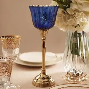 Votive violet et or avec support en métal Petit éclairage romantique aux chandelles élégant pour la maison - Product Image 5