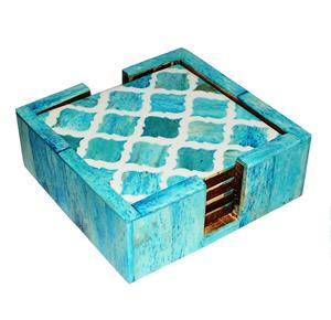 Bone Inlay Square Coaster Set Manufacturer Supplier Custom <b>Wood</b> Coaster Set with 0handmade Bone and Brass Inlay Made in India - Product Image 1