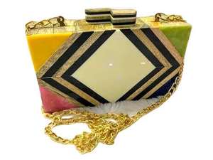 Pochette en résine faite à la main avec un beau mélange de couleurs pochette en résine pour tenues de soirée à la mode sac d'articles de mariage - Product Image 6