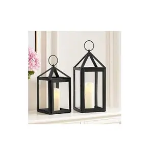 Bougeoir de lanterne en métal de bonne qualité avec la couleur noire pour la maison décorer la lanterne de bougeoir élégante pour l'artisanat - Product Image 1