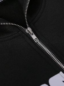 Sweat à capuche d'hiver personnalisé tendance pour homme avec fermeture éclair intégrale en tissu polaire respirant coton/polyester - Product Image 5