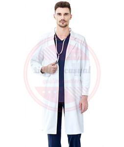 ผ้าฝ้ายโพลีเอสเตอร์โรงพยาบาลห้องปฏิบัติการเครื่องแบบผู้หญิงแพทย์ Lab Coat \ เสื้อคลุมทางการแพทย์แขนยาวที่กําหนดเอง - Product Image 2