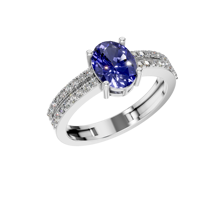 Bague de fiançailles élégante en saphir cultivé en laboratoire, or massif 9k 14k 18k plaqué rhodium, bijoux fins avec pierres latérales CVD