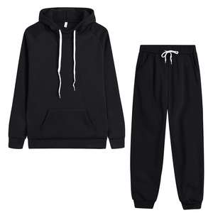 New Customized 100% Cotton Fleece Tracksuit 2 Pieces Set Pullover Hoodies <b>Pants</b> Sport Suit Winter Warm Sweatshirt Suit For Men - Product Image 4
