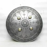 Bouclier rond en argent persan médiéval, fait main, poli, style vintage, décoration d'intérieur, 22 pouces, par Calvin Handicraft