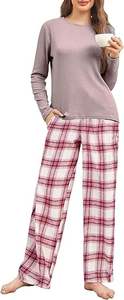 Low MOQ <b>Pyjamas</b> for Women Set Long Sleeve Nightwear Casual Loungewear Drawstring Pajama Pants for <b>Ladies</b> 2 Pcs - Product Image 4