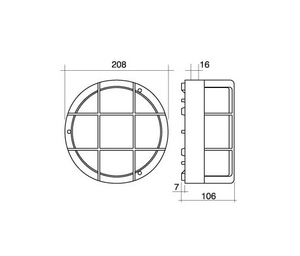 Lámpara de pared redonda blanca impermeable E27 con rejilla IP44 208x106mm. (Phenoplastic 7200B) - Product Image 2