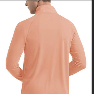 Polo para hombre, con cremallera de cuarto, cuello vuelto, manga larga, algodón, talla grande, ropa para exteriores, estilo informal, Polo de Color sólido para hombre - Product Image 2