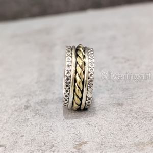 Anillo de meditación con banda giratoria, anillo de pulgar de Plata de Ley 925 para mujer, joyería hecha a mano para fiesta, alivio de la mente, anillo giratorio para hombre - Product Image 3