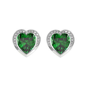 NOVAMART Fine Premium 925 <b>Sterling</b> <b>Silver</b> <b>Stud</b> Earrings for Women & Girls Heart Water Drop Shape with Princess Cut Diamond Bezel - Product Image 1