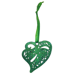 Colgante con forma de hoja de brillo verde, adorno de Navidad, colgante de Metal decorativo para árbol, hogar, decoración de vacaciones, pieza de regalo - Product Image 1
