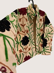 Cardigan en coton brodé de style chinois, col mandarin, manches longues, grande taille, vêtements d'extérieur décontractés pour femmes, vêtements d'automne - Product Image 3