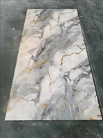 Panel de Pared de PVC MORLENX, Lámina de Mármol UV Blanco Gris con Textura de Grietas Doradas