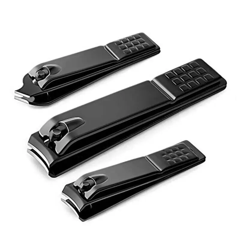 Best Seller Matte Black Stainless Steel Nail Clipper Premium Black Finish 3pcs Nail Clipper Set Fingernail Thick Toenail Ingrown