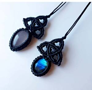 Super Qualité À La Mode Macramé Collier Lisse Percé Malachite Ovale Forme Cristal Pendentif Réglable Bijoux pour la Saint-Valentin - Product Image 2