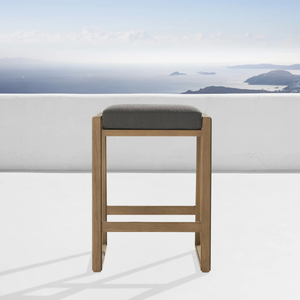 เก้าอี้สตูลหนึ่งที่นั่งพร้อมโฟมนุ่มสำหรับนั่งที่โต๊ะเครื่องแป้งหรือในบ้านไม้สักแข็งแรงและทนทานสไตล์โมเดิร์น - Product Image 1