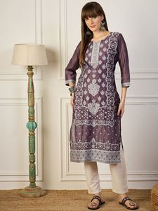 High on Demand <b>Women</b> Cotton Silk Straight Cut <b>Kurti</b> Daily Wear & Office Wear Ethnic Top Available <b>for</b> Sale - Product Image 3