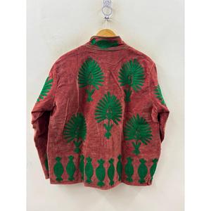 เสื้อแจ็คเก็ตกำมะหยี่แบบกลับด้านได้ รุ่น Crimson Garden สีแดงอมน้ำตาลและสีเขียวป่า ขนาด XL สำหรับฤดูใบไม้ร่วง - Product Image 1