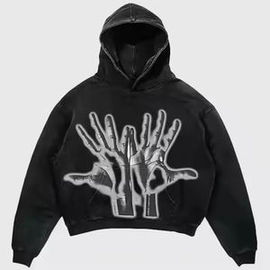 La mejor calidad 100% algodón 420 gramos lavado de gran tamaño Premium Sudadera con capucha sólido de larga duración logotipo personalizado Puff estampado invierno con capucha estampado - Product Image 2