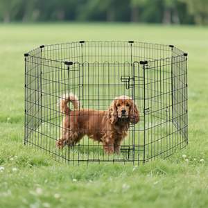 Foldable Metal Pet <b>Dog</b> Exercise Fence Pen with Gate Black Playpen <b>Crate</b> Fence Pet Exercise Cage - Product Image 3