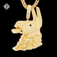 Pendentif chien robot personnalisé plaqué argent 925 pour homme et femme, serti de diamants moissanite, bijoux tendance hip hop, streetwear pour rappeurs.