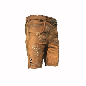 Shemax 2023 Hot Selling High Quality Custom Classic <b>Men</b> Unisex Denim <b>Jeans</b> Leather Trachten Short Lederhosen Casual Embroidered - Product Image 1