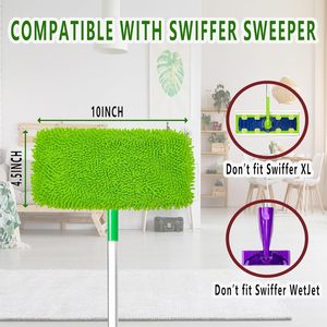 Almohadillas de microfibra para fregona plana, paquete de 4, reutilizables, lavables, para Swiffer Sweeper, paños rectangulares para fregona con mango de aluminio telescópico - Product Image 6