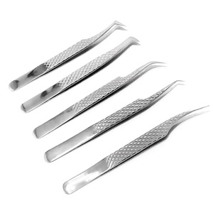 RMI Nouveau produit tendance Pince à épiler pour extensions de cils en argent Shin, modèle standard 5 points, 45 degrés / pointe droite, ensemble de pinces à épiler - Product Image 3