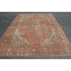 Alfombra Turca Vintage de Lana Roja, 9.4x12.4 pies (288x377 cm) - Product Image 1