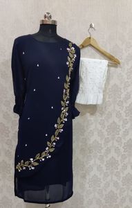 DESIGNER INDIEN/PAKISTANI ZARI BRODERIE TRAVAIL SUR LONG KURTA, PANTALON AVEC ROBE DUPATTA POUR robe de soirée pour fête/mariage = 2023 - Product Image 2