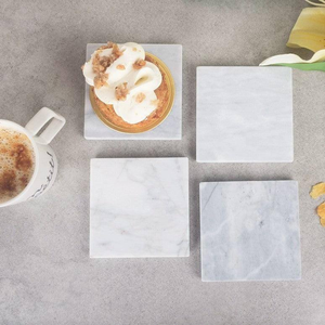 Dessous de verre en marbre Sous-verres pour tasses à thé Support carré Sous-verres en marbre d'excellente qualité pour tasses Tampons pour boissons en marbre naturel - Product Image 1
