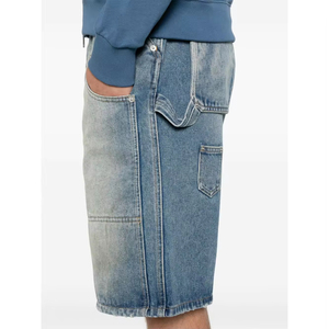 Custom Baggy Fit Short Mens Doble Rodilla Carpintero Estilo Algodón Moda Street Wear Hip Hop Casual Wash Denim Jean Shorts Tendencia - Product Image 4