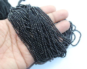 Spinelle noir naturel de haute qualité à facettes perles rondes en vrac tailles en vrac 2mm 3mm 4mm perles de pierre - Product Image 4