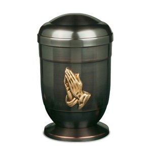 Urna de recuerdo de metal con diseño de Cruz elegante para seres queridos, urna de cremación para adultos con acabado dorado y gris para recuerdo de memoria - Product Image 2