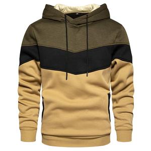 Men's Color Blocking Hooded Sweatshirt Regular Fit Knitted Fabric Casual Autumn Wear - Product Image 1