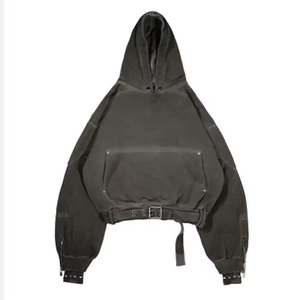Latest Fashion 2026 New Acid <b>Washed</b> Cropped Unisex Hoodie Fashionable Bottom Belt Cotton Men's Hoodies Made By Numica Sports - Product Image 1