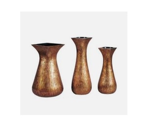 Jarrón de Metal Color Latón, Centro de Mesa Decorativo para Hogar u Oficina, Regalo, Diseño Vintage y Moderno, Multiusos - Product Image 3