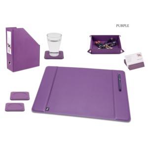 ชุดจัดระเบียบสำนักงานสไตล์น่ารัก7ชิ้นพร้อมหนังและตาข่ายรวมตะกร้าเก็บของแผ่นรองโต๊ะอุปกรณ์เสริมโลหะ - Product Image 1