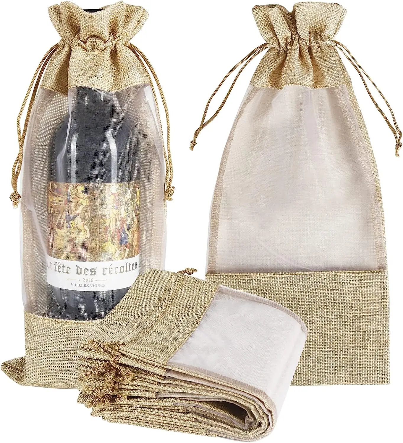 Engagement Gift, Single Bottle Wine Packaging Reusable Wine Bags For Christmas, Birthday, Dinner, Party OEM