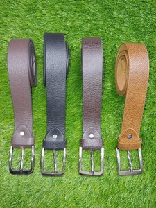 เข็มขัดหนังสำหรับผู้ชายสีน้ำตาลเนื้อผ้าทนทานพร้อมหัวเข็มขัดโครเมี่ยมเงางามออกแบบมาสำหรับชุดทำงานประจำวัน - Product Image 6