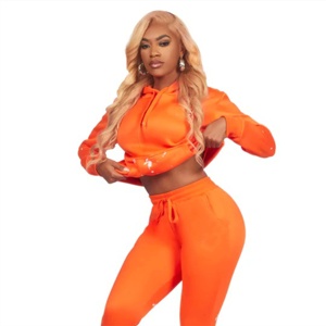 Custom High Quality <b>Women</b> 2 Piece Tracksuit Blank Hoodie & <b>Jogger</b> 100% Cotton Sweatpants Set Casual Tracksuit for Wholesale - Product Image 3