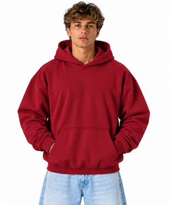 Sweat à capuche rouge surdimensionné pour homme en polaire polyester/coton, décontracté, avec poches, pour l'hiver, ODM - Product Image 1