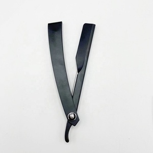 Maquinilla de afeitar de peluquero Manual profesional con logotipo personalizado de alta calidad, acero inoxidable negro, sostenible y saludable - Product Image 1