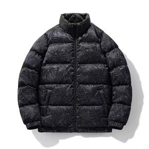 Abrigos de moda para hombre, chaquetas gruesas para hombre, chaquetas estampadas con cuello levantado, chaquetas sueltas para hombre, chaquetas acolchadas de nailon a prueba de viento - Product Image 5