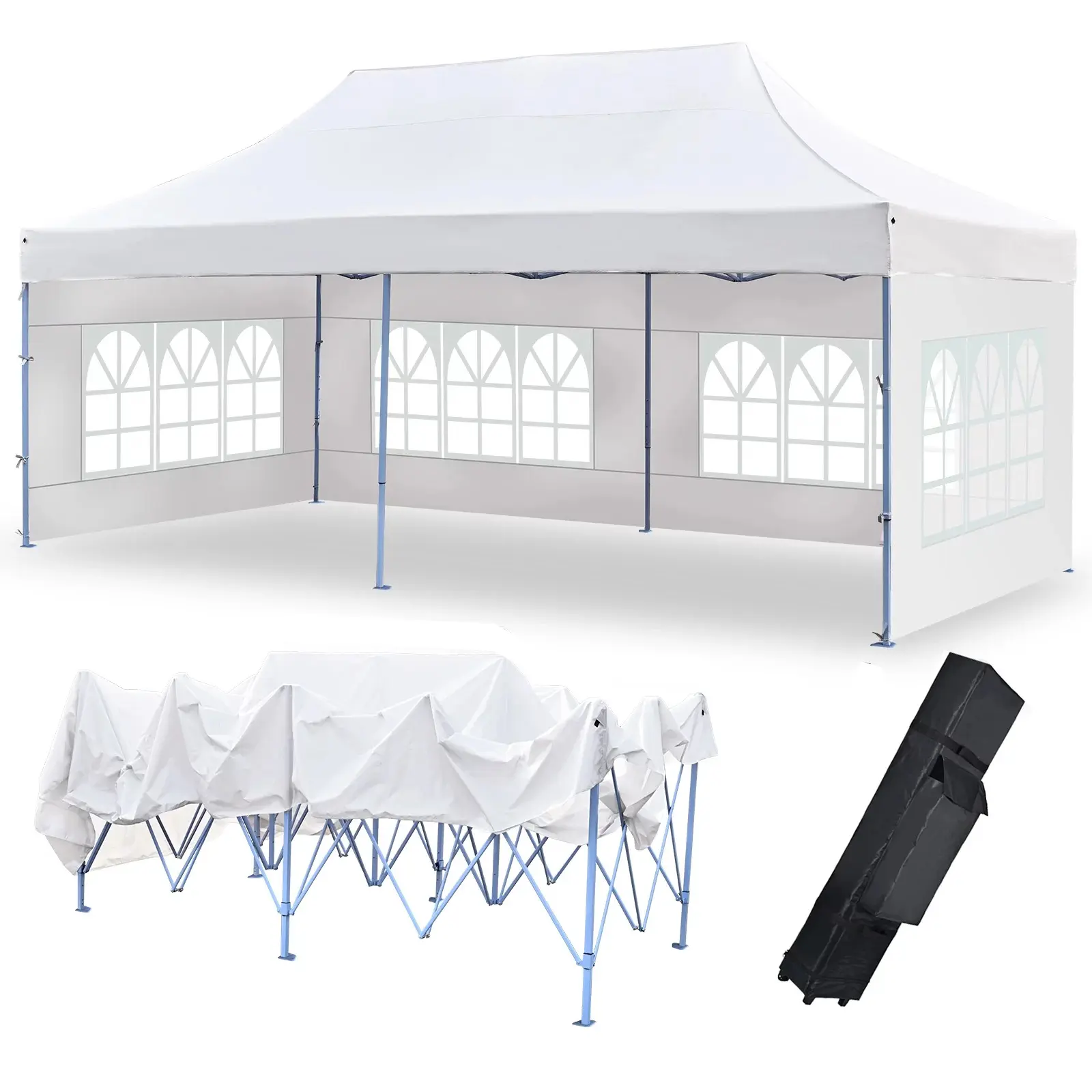 10x20 bật lên tán lều với bức tường bên và cửa sổ Lều gazebo bên thương mại lều